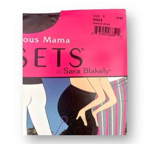 Assets by Spanx 1 Marvelous Mama Maternity Tights Opaque Stripe Pattern Black - Picture 4 of 7